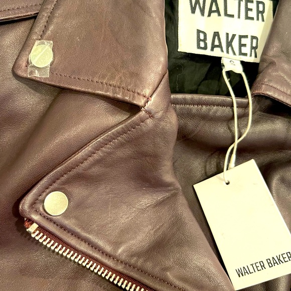 Walter Baker 100% lamb leather Moto jacket in PLUM / BURGUNDY size SMALL NWT - Picture 7 of 12